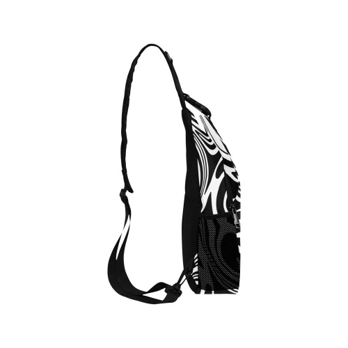 Black and White Marble Men's Casual Chest Bag (Model 1729)