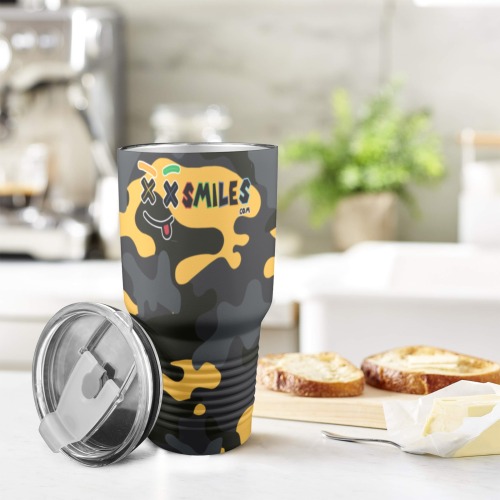 XXsmiles Yellow Camo 30oz Insulated Stainless Steel Mobile Tumbler