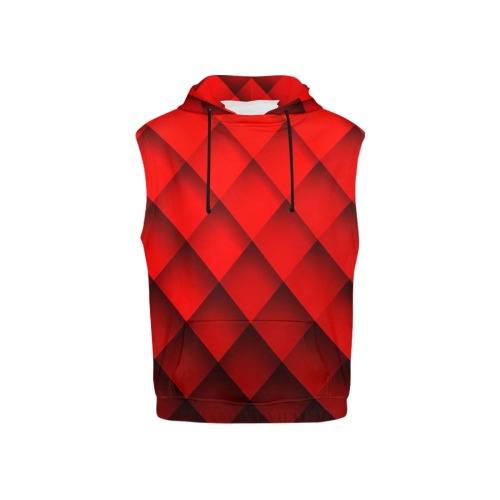Red Rhombus All Over Print Sleeveless Hoodie for Kid (Model H15)