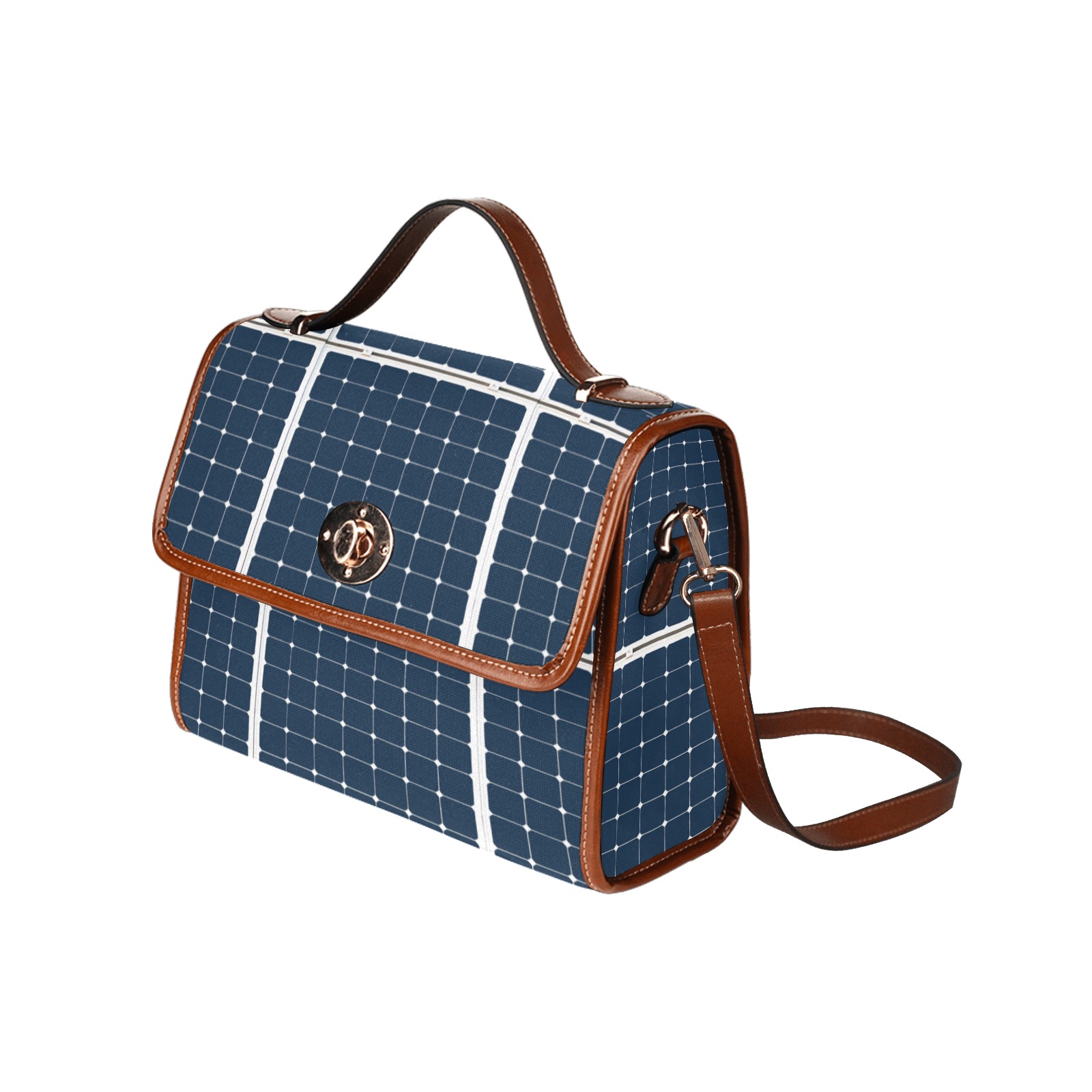 Solar Technology Power Panel Image Cell Energy Waterproof Canvas Bag-Brown (All Over Print) (Model 1641)