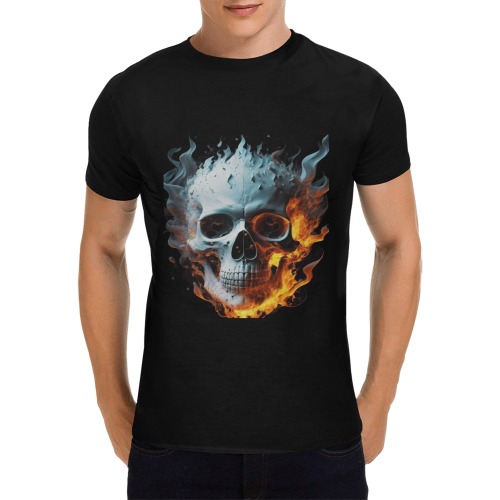 Burning skull Men's T-Shirt in USA Size (Front Printing Only)