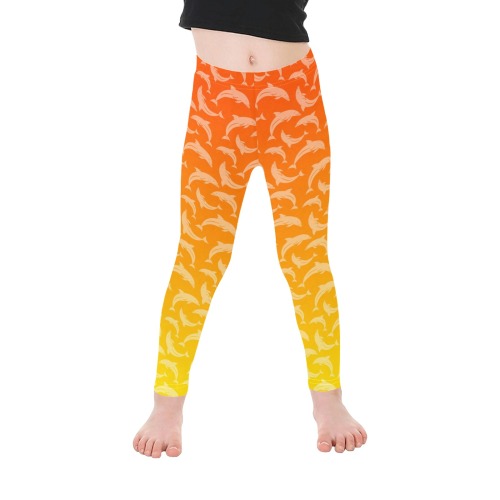 Kids Sunset Ombre Dolphins Leggings