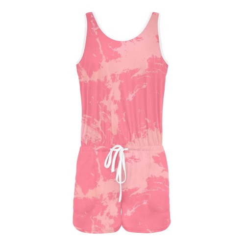 Pink Abstract All Over Print Vest Short Jumpsuit