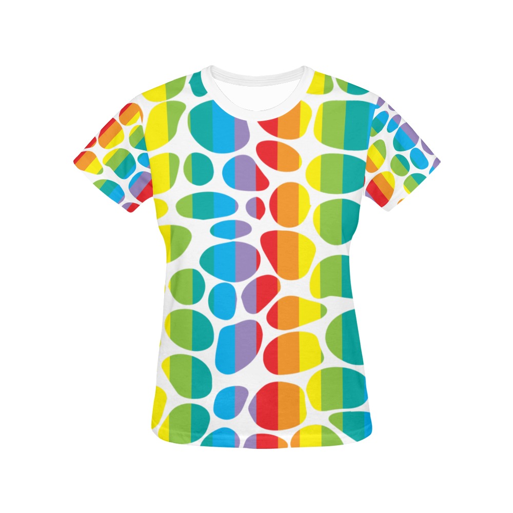 Animal rainbow pattern All Over Print T-Shirt for Women (USA Size) (Model T40)