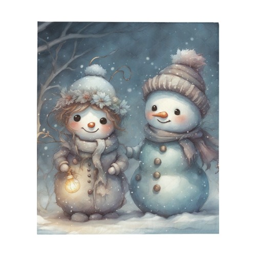 Snowman Couple Quilt 60"x70"