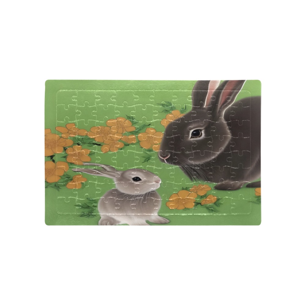 Rabbit and Kit A4 Size Jigsaw Puzzle (Set of 80 Pieces)
