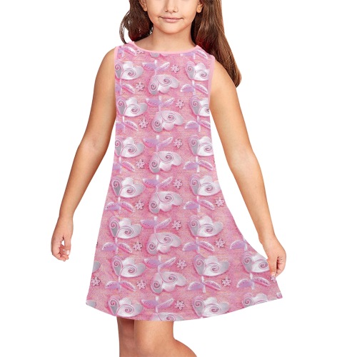 Soft in pink Girls' Sleeveless Dress (Model D58)