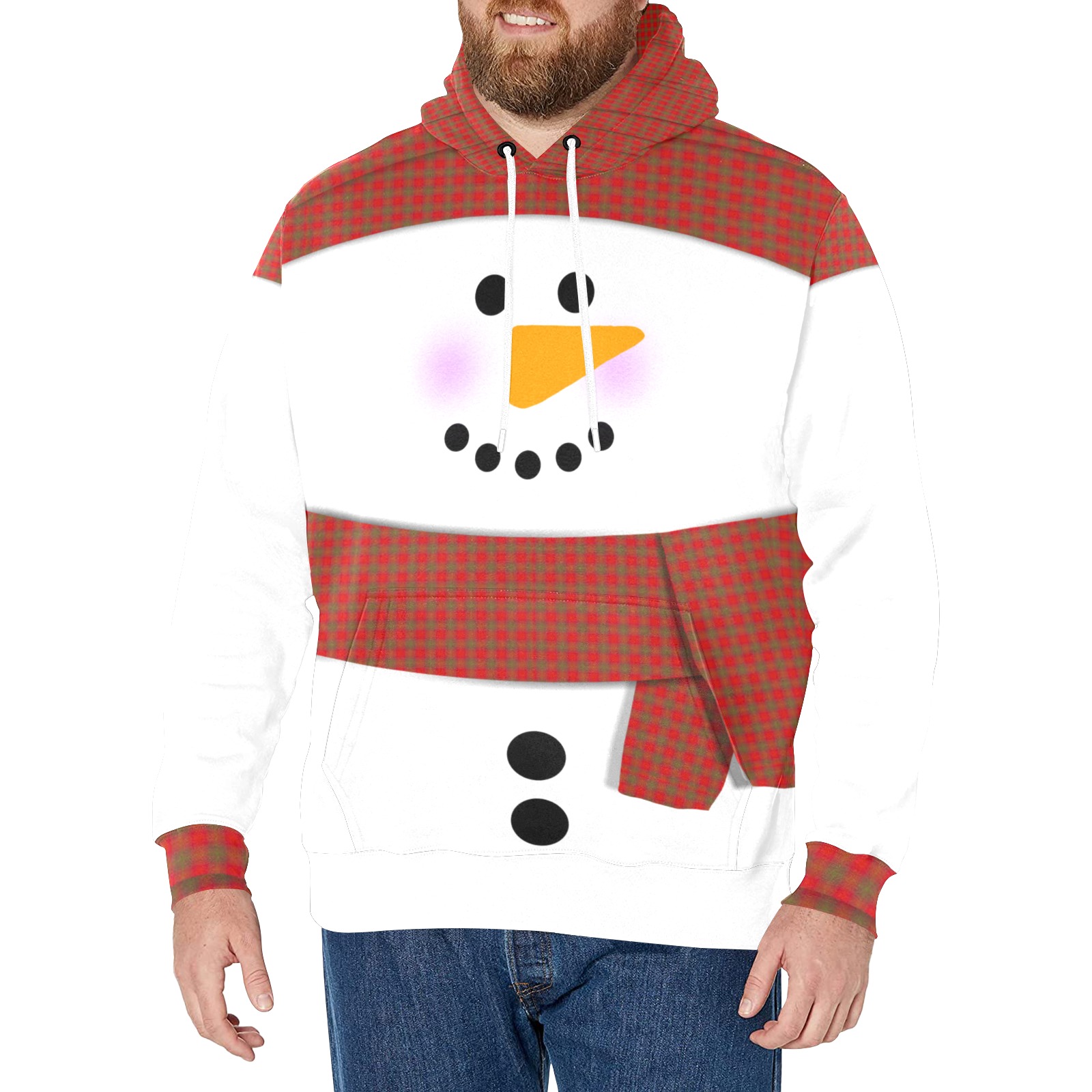 Christmas Snowman Men's Long Sleeve Fleece Hoodie (Model H55)