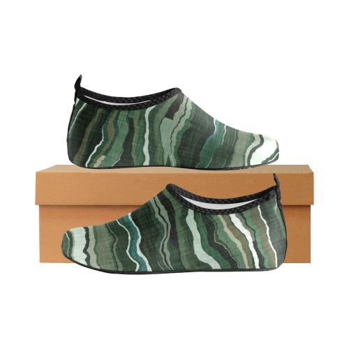 Camo brushstrokes green 3 Women's Slip-On Water Shoes (Model 056)
