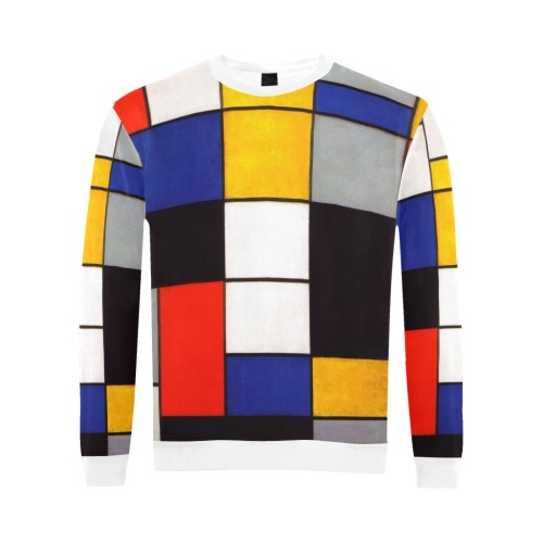 Composition A by Piet Mondrian All Over Print Crewneck Sweatshirt for Men (Model H18)
