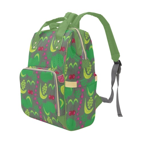 Green&Fruity Pattern Multi-Function Diaper Backpack/Diaper Bag (Model 1688)