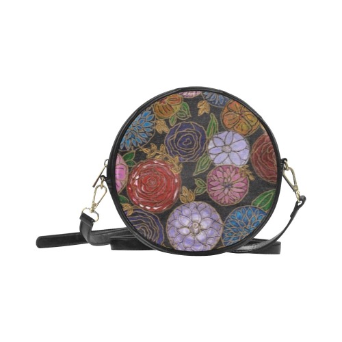 Floral Design Round Sling Bag (Model 1647)