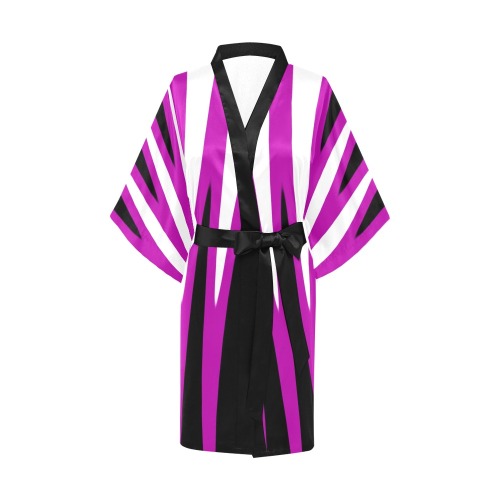 Wave Design Pink Kimono Robe