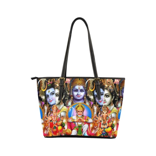 HINDUISM Leather Tote Bag/Small (Model 1640)