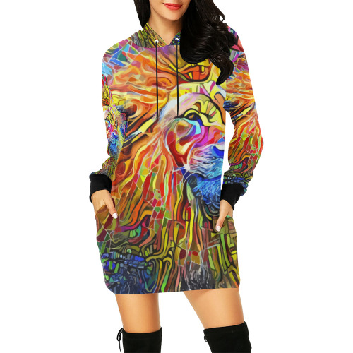 Bold as a Lion All Over Print Hoodie Mini Dress (Model H27)