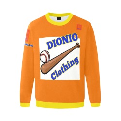 DIONIO Clothing - Baseball & Bat Orange Sweatshirt Men's Oversized Fleece Crew Sweatshirt (Model H18)