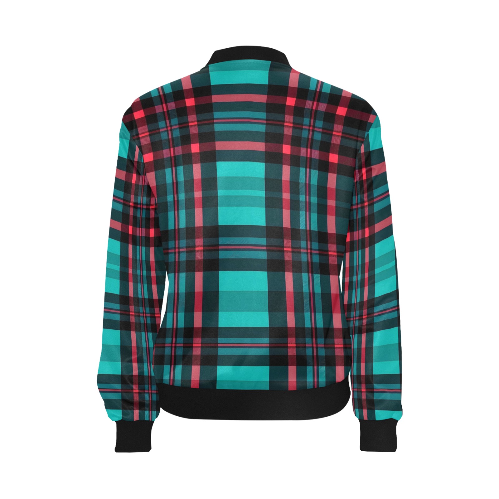 Blue And Red Country Plaid Pattern All Over Print Bomber Jacket for Women (Model H36)