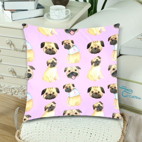 Sweet Pugs Custom Zippered Pillow Cases 18"x 18" (Twin Sides) (Set of 2)