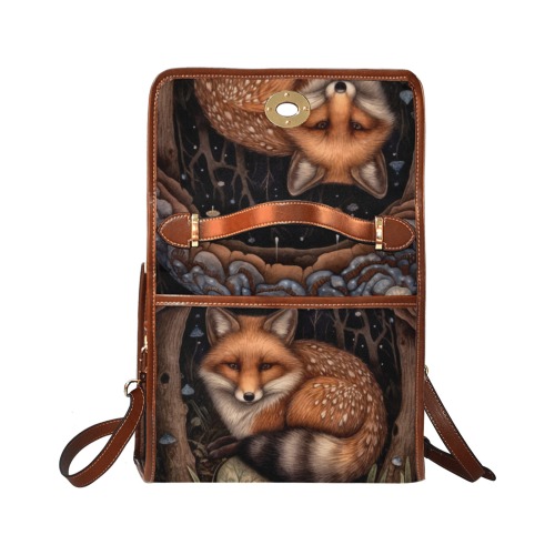 Midnight Fox Ladies Satchel Handbag Waterproof Canvas Bag-Brown (All Over Print) (Model 1641)