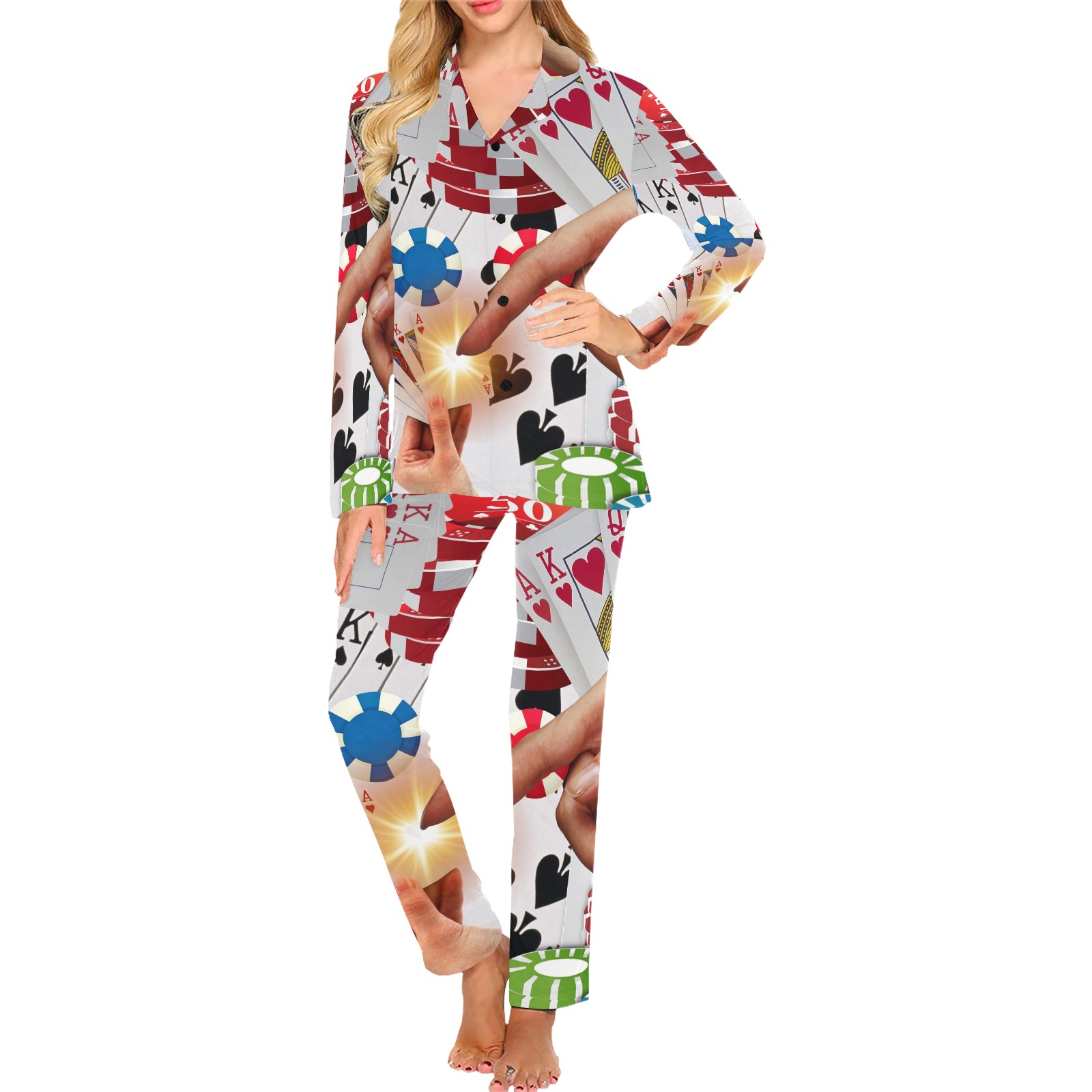 POKER NIGHT TOO Women's Long Pajama Set