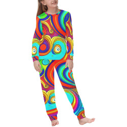 Colorful Groovy Rainbow Swirls Kids' All Over Print Pajama Set