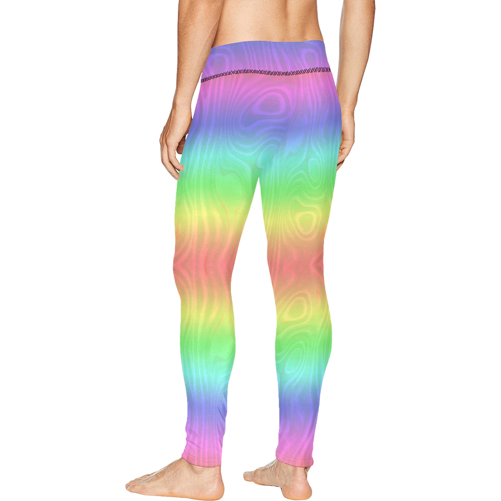 Groovy Pastel Rainbows Men's All Over Print Leggings (Model L38)