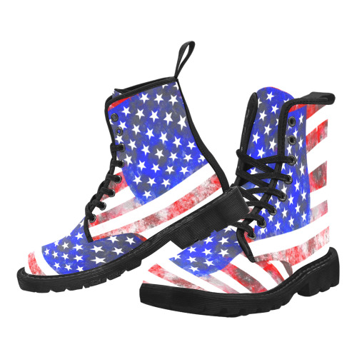 Extreme Grunge American Flag of the USA Martin Boots for Men (Black) (Model 1203H)