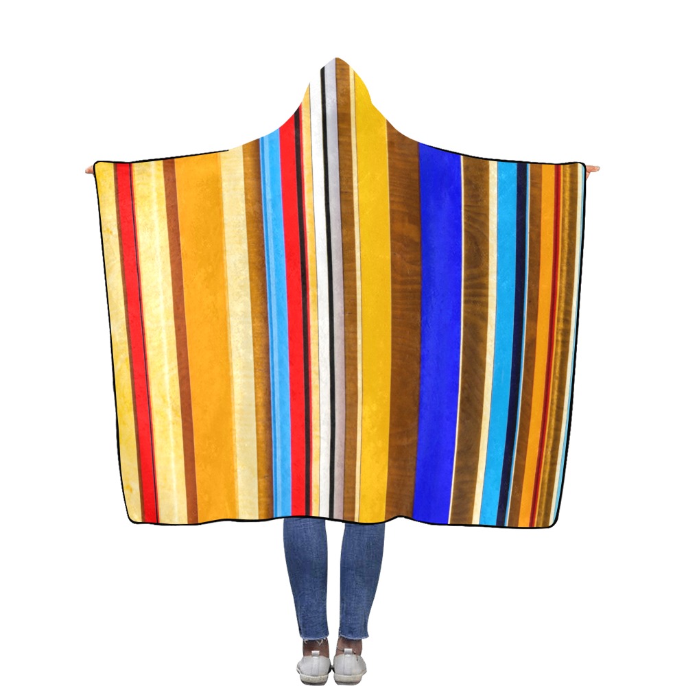 Colorful abstract pattern stripe art Flannel Hooded Blanket 56''x80''