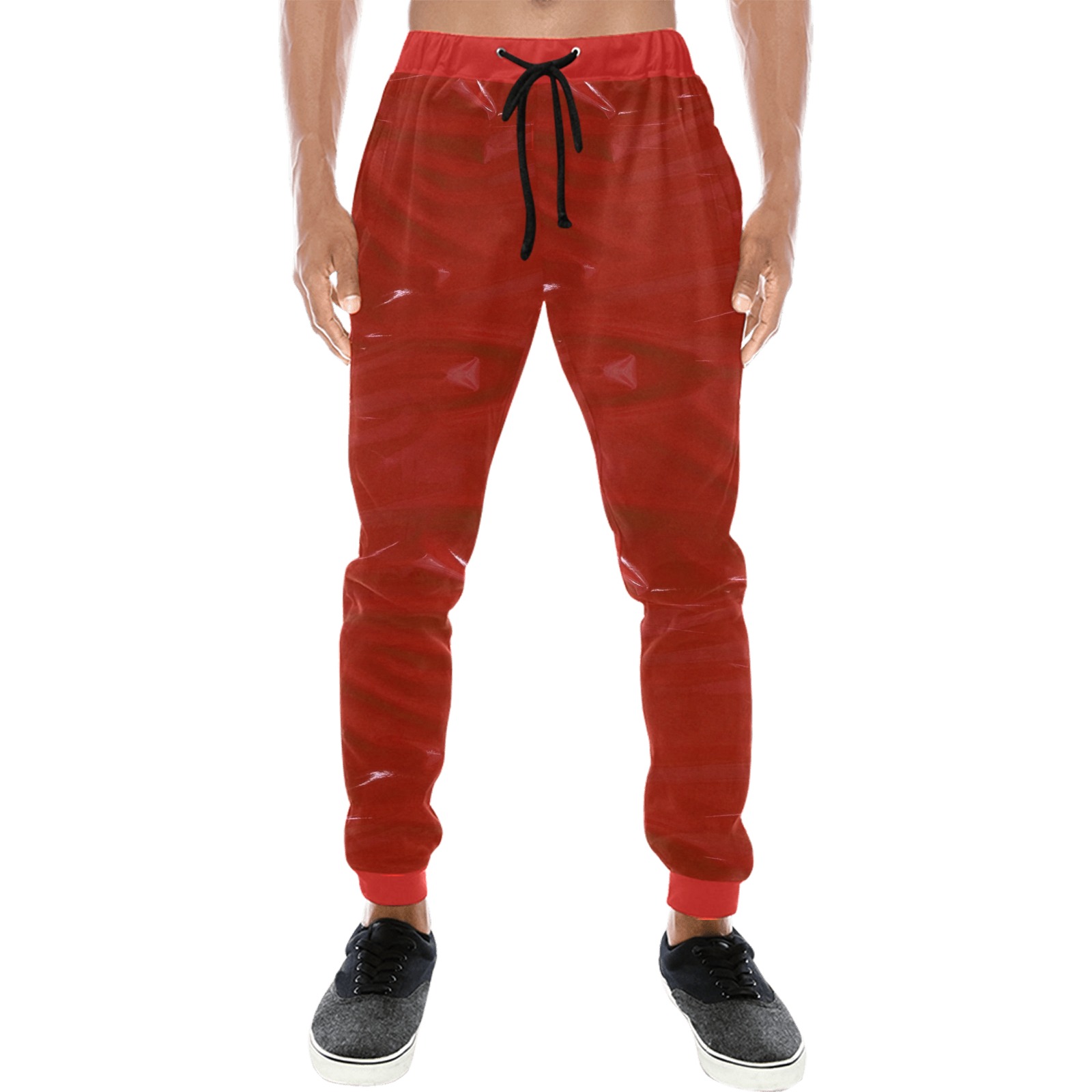 Red Wet Look by Nico Bielow Men's All Over Print Sweatpants (Model L11)