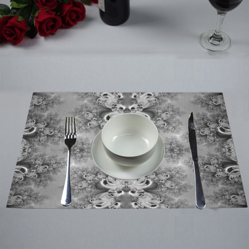 Cloudy Day in the Garden Frost Fractal Placemat 12’’ x 18’’ (Set of 6)