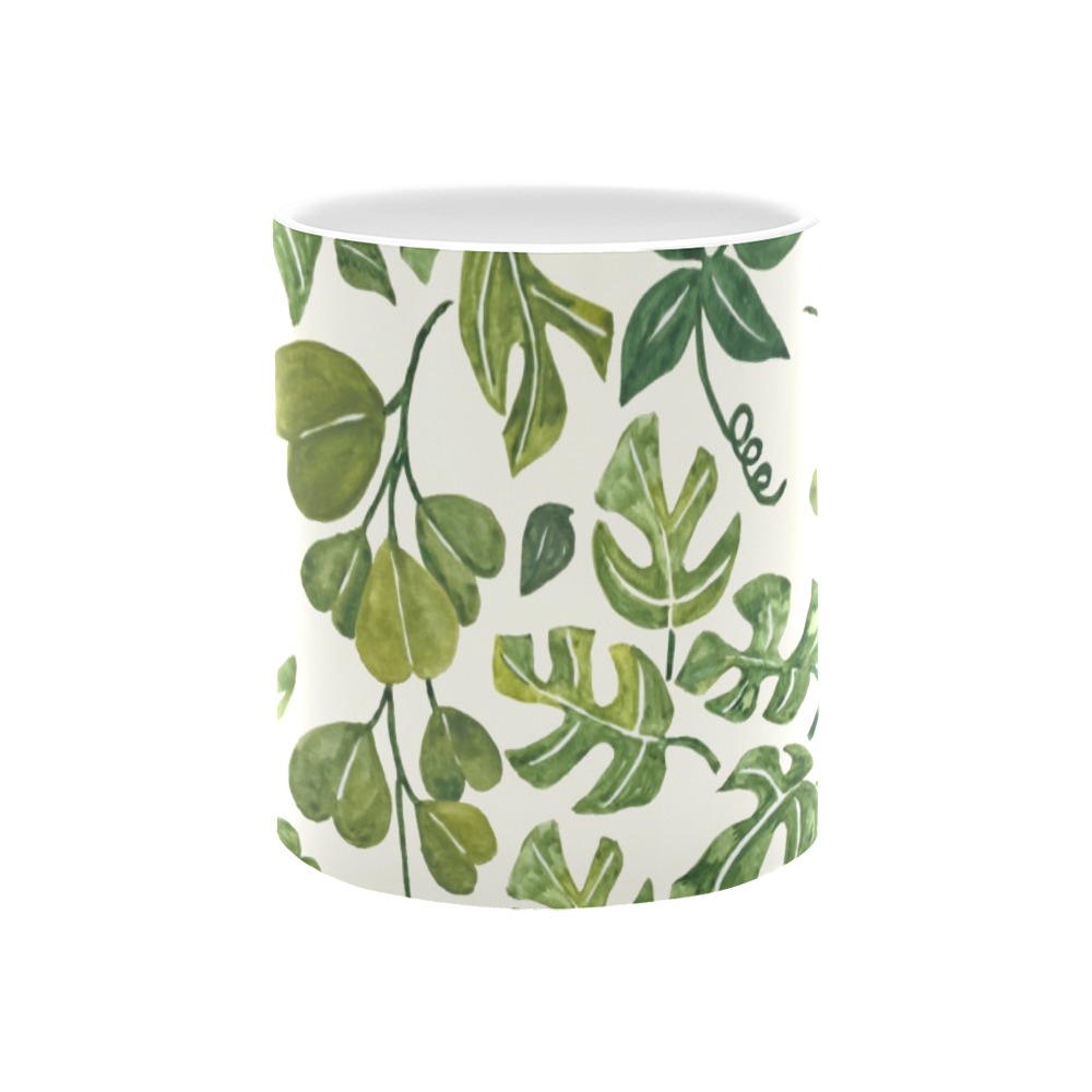 Leafy garden of green watercolor leaves White Mug(11OZ)