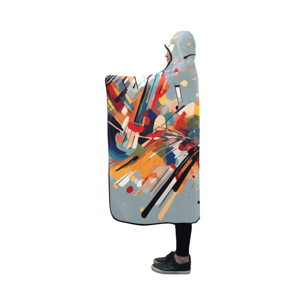 Music and notes. Charming colorful abstract art Hooded Blanket 50''x40''