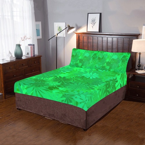 Green Daisies 3-Piece Bedding Set