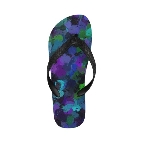 Purple, Black and Blue Abstract Flip Flops for Men/Women (Model 040)
