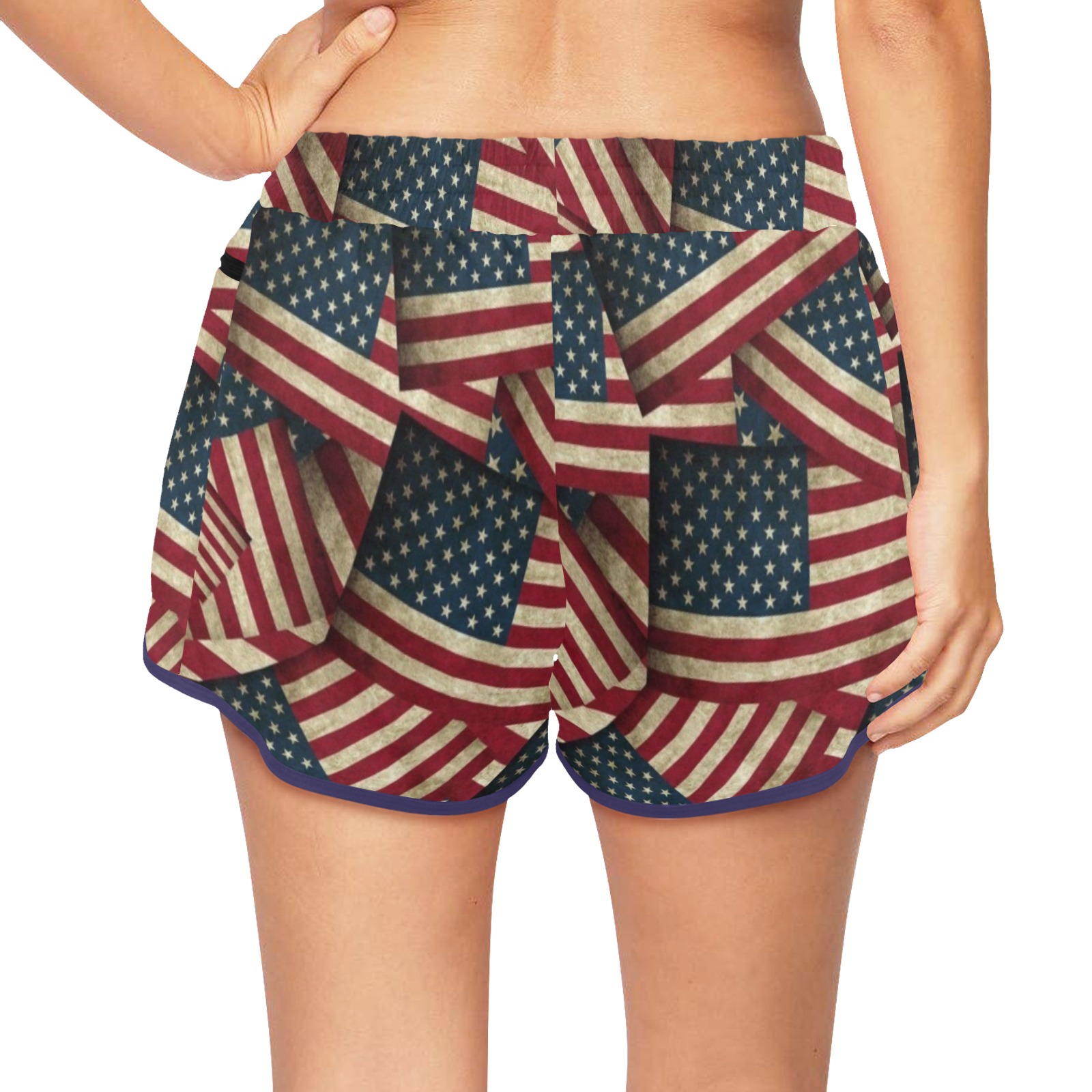 Patriotic USA American Flag Art Women's Sports Shorts (Model L61)