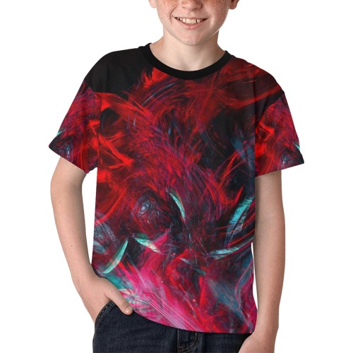 Abstract-Red Kids' All Over Print T-shirt (Model T65)