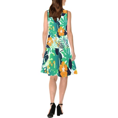 GROOVY FUNK THING FLORAL Sleeveless Splicing Shift Dress(Model D17)