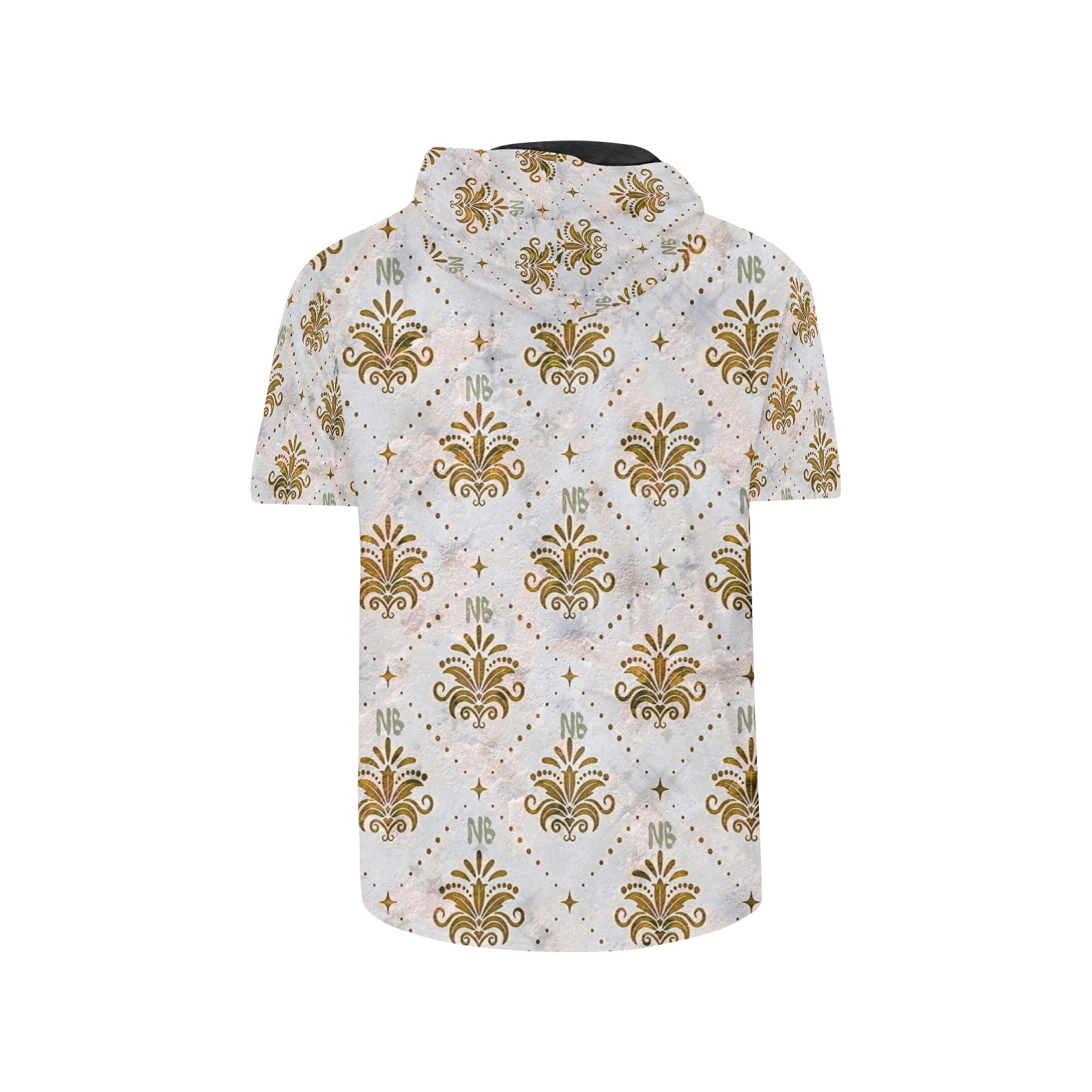 Gold Royal Pattern by Nico Bielow All Over Print Short Sleeve Hoodie for Men (Model H32)