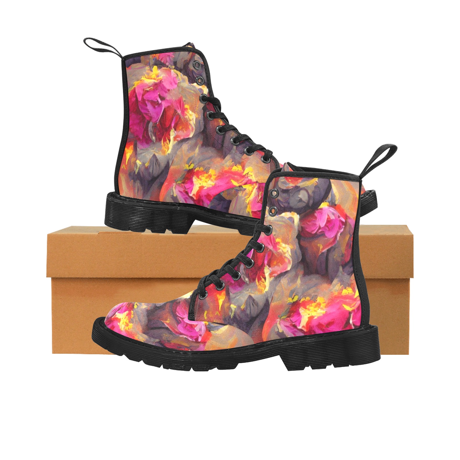volcanic_roses_TradingCard Martin Boots for Women (Black) (Model 1203H)