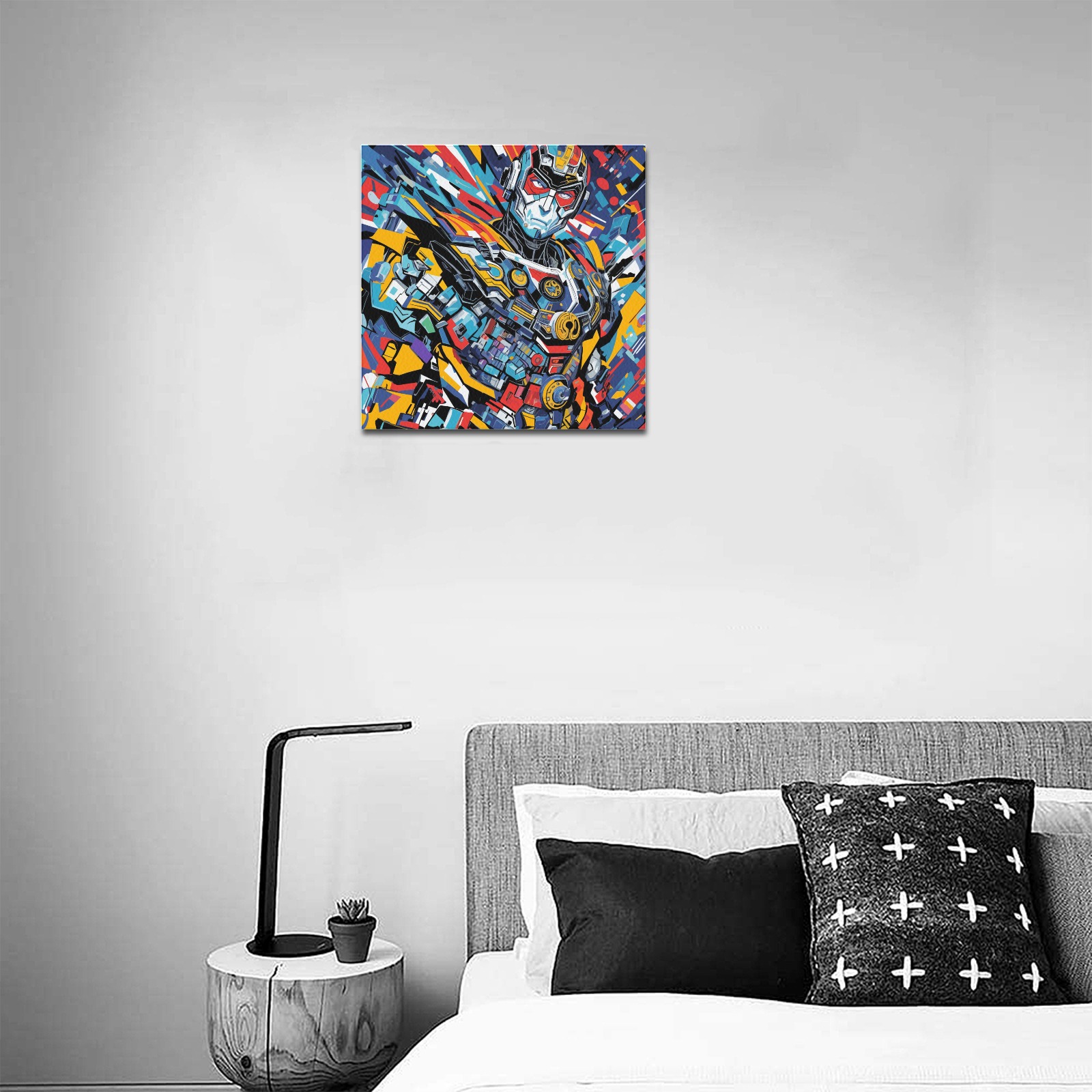 Cyborg warrior futuristic geometrical abstract art Upgraded Canvas Print 16"x16"