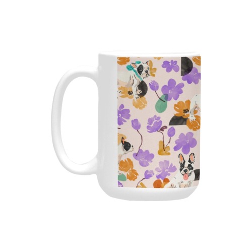 Puppies, flowers and shapes A Custom Ceramic Mug (15OZ)