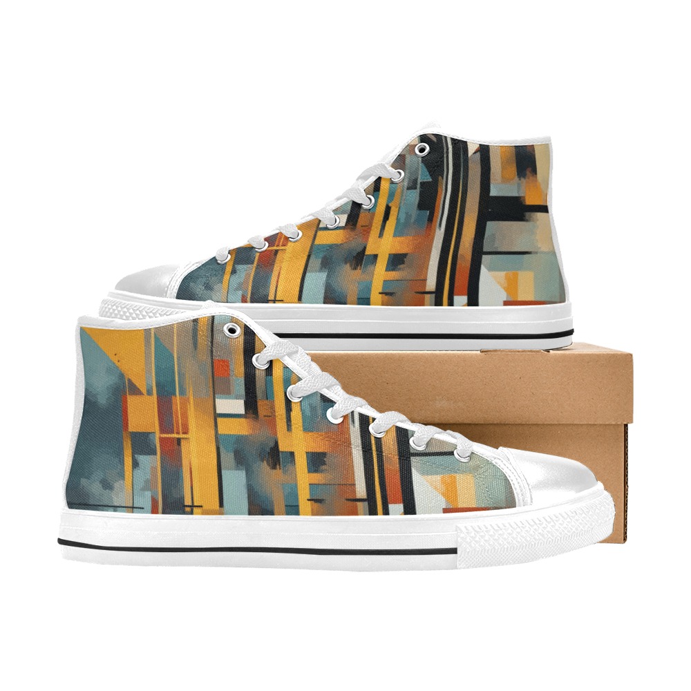 Urbanistic colorful geometric cool abstract art Men’s Classic High Top Canvas Shoes (Model 017)