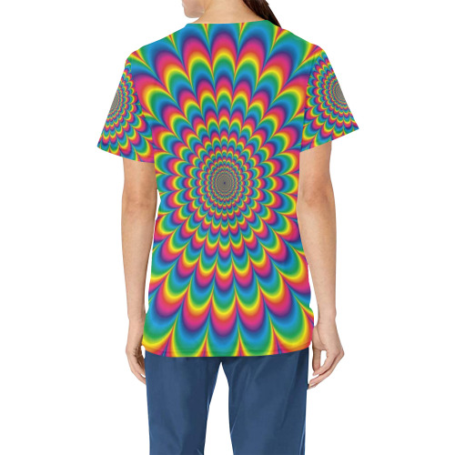 Psychedelic Pattern Children's Ward All Over Print Scrub Top