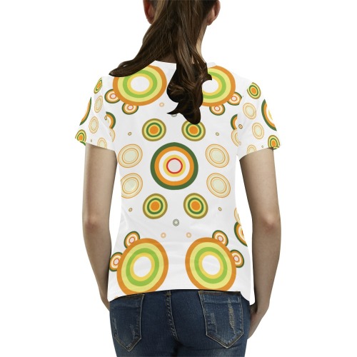 Abstract green and orange circles pattern All Over Print T-Shirt for Women (USA Size) (Model T40)