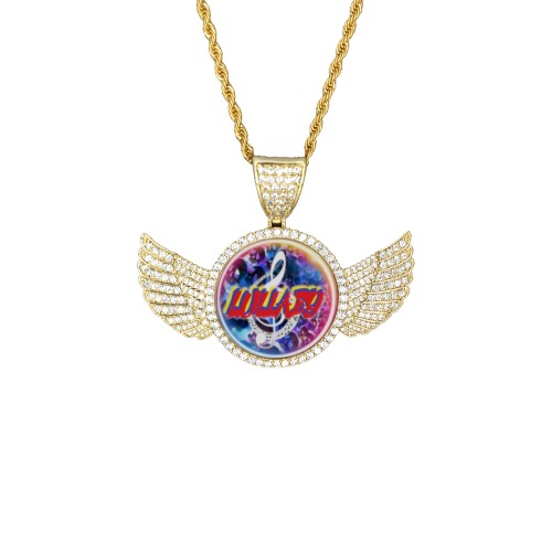 Lullaby Gold Wings Gold Photo Pendant with Rope Chain
