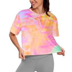 Sunset Glitch Effects Women's Cropped T-shirt (Model T80)