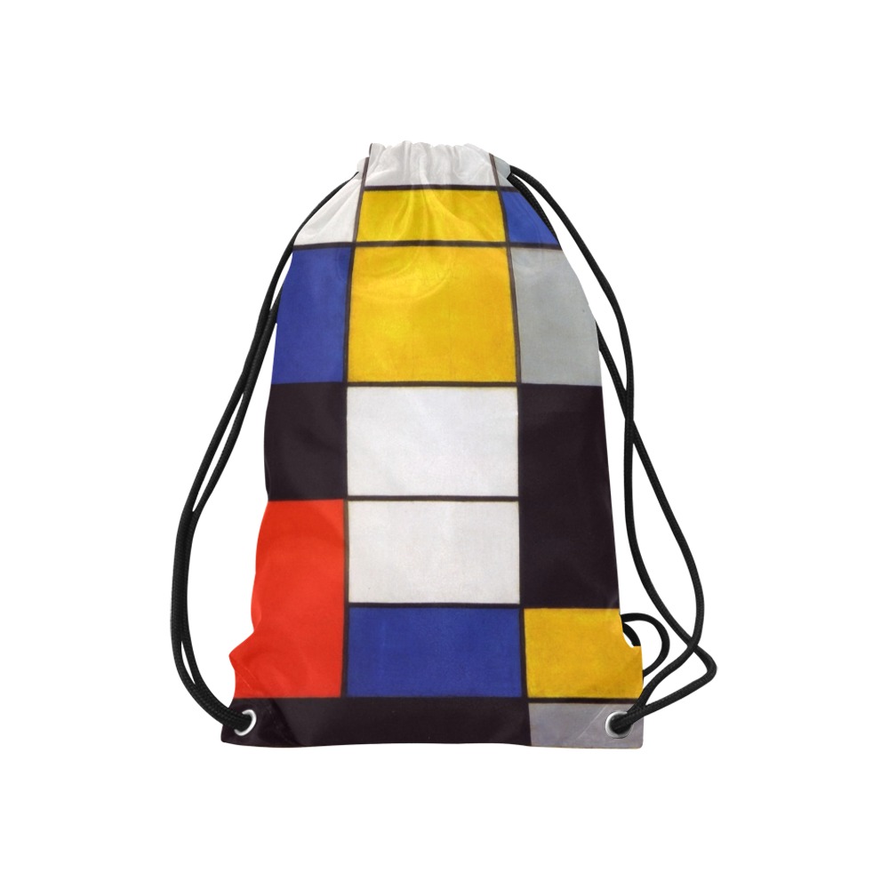 Composition A by Piet Mondrian Small Drawstring Bag Model 1604 (Twin Sides) 11"(W) * 17.7"(H)