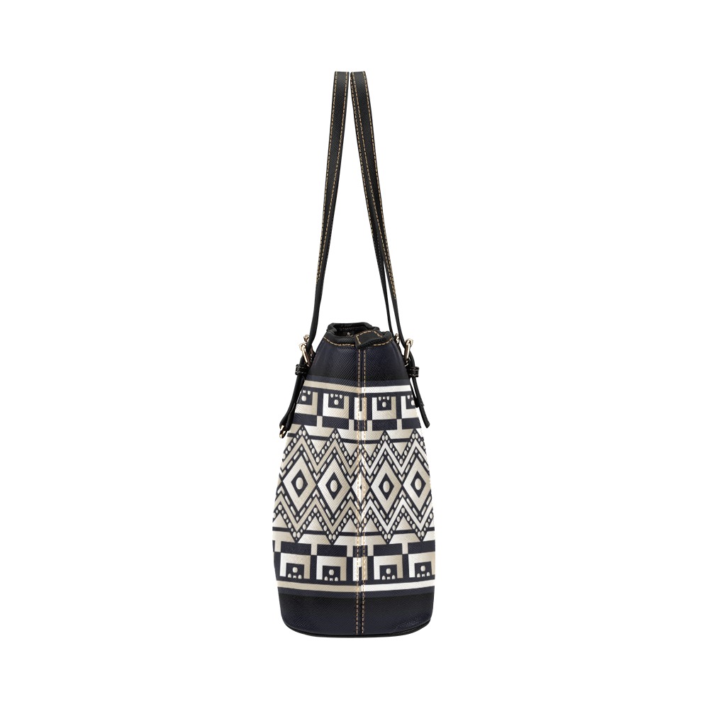 Ethnic Decorative Abstract Tote Leather Tote Bag/Small (Model 1651)