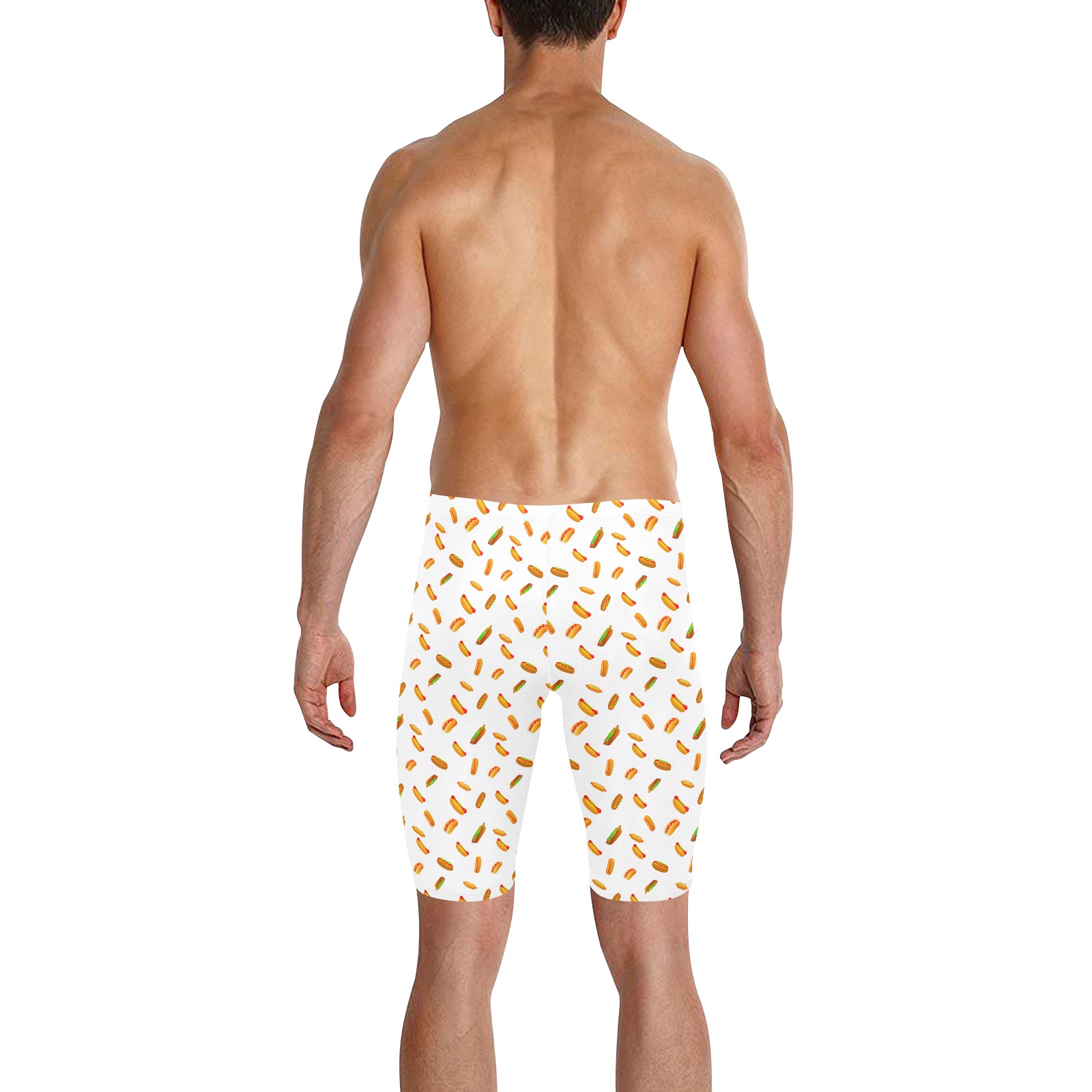 Hot Dog Pattern - White Men's Knee Length Swimming Trunks (Model L58)
