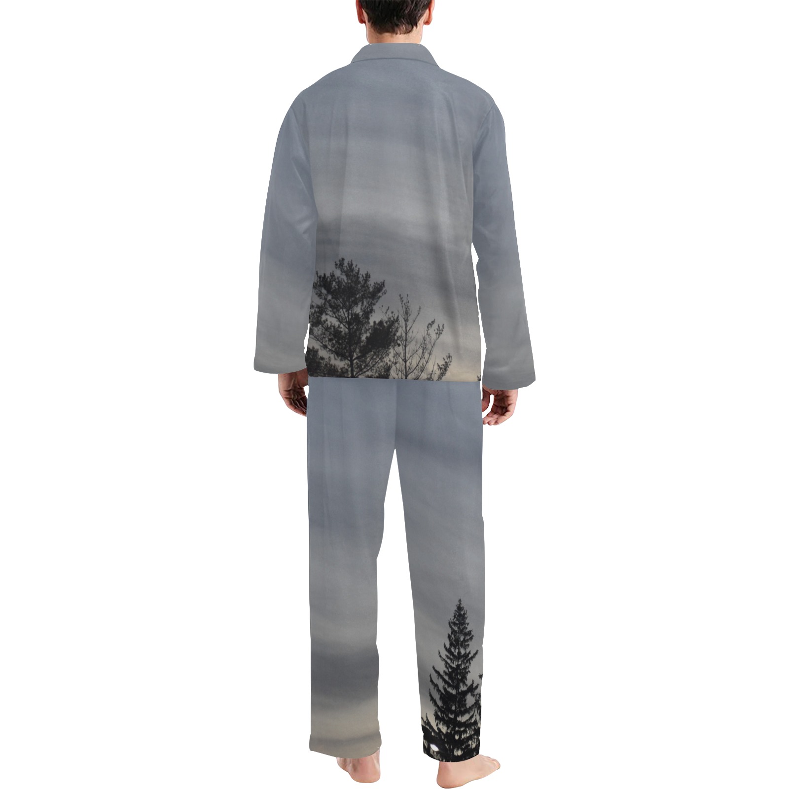 Evening whispers Men's V-Neck Long Pajama Set